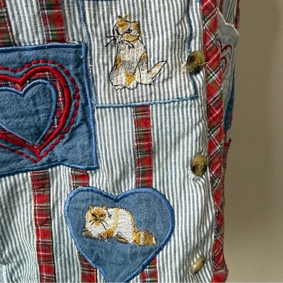 Casey & Max Vintage Cat & Heart Patchwork Vest – Size M - Picture 7 of 8